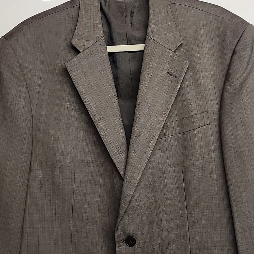 Oscar de la Renta Vintage Men's 100% Wool Suit in Grayish Taupe Sz 44L W38 WOW!